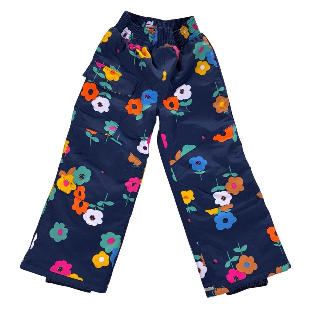 Hanna Andersson Snow Pants Girls Size 110 (US 5) Floral Print Waterproof Outdoor